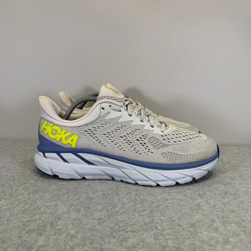 Hoka Clifton 7 Womens Shoes Size 7.5 Grey & Blue Running Sneakers 1110509 LRNC